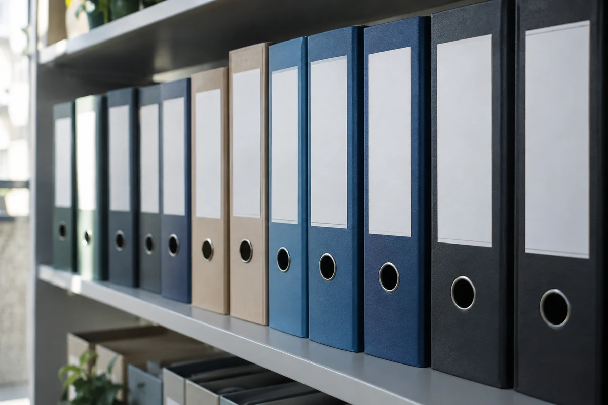 Filed records and folders laid out on a desk for review.