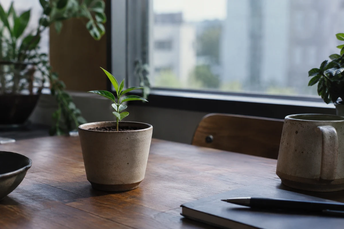 A shortlist written out on a notepad beside a coffee cup.